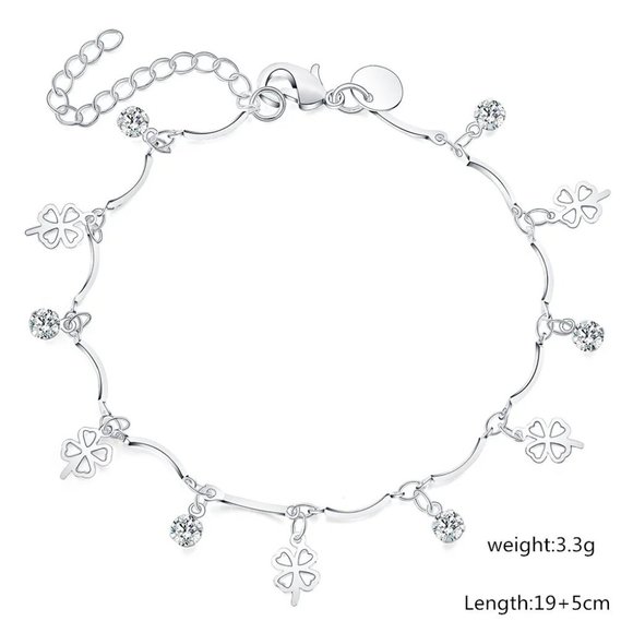 Lucky Bracelet 925 Sterling Silver Charm Chain Bracelet Bangles Classic Tennis - Picture 2 of 2